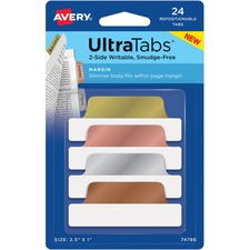 Avery® Metallics Margin Ultra Tabs - 2-side Writable - Repositionable