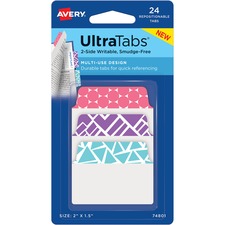 Avery&reg; Multiuse Ultra Tabs with Geometric Designs - 2-Side Writable - Repositionable