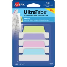 Avery&reg; Margin Ultra Tabs - 2-side Writable - Repositionable