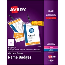 Avery&reg; Vertical Name Badges with Durable Plastic Holders and Lanyards