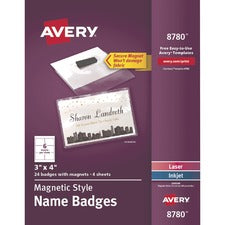 Avery&reg; Secure Magnetic Name Badges with Durable Plastic Holders and Heavy-duty Magnets