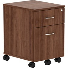 Lorell Relevance Walnut Laminate Mobile Pedestal - 2-Drawer