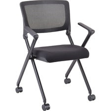 Lorell Plastic Arms Mesh Back Nesting Chair