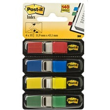 Post-it&reg; 1/2"W Flags in Primary Colors - 24 Dispensers