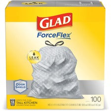 Glad ForceFlexPlus Tall Kitchen Drawstring CloroxPro Trash Bags