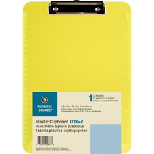 Business Source Flat Clip Plastic Clipboard