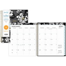 Blue Sky Baccara DarkFloral Design Monthly Planner