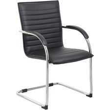 Boss Chrome Frame, Black Vinyl Side Chair, 2 pack