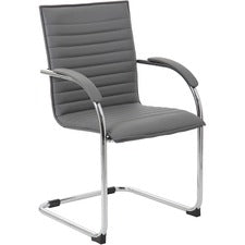 Boss Chrome Frame, Grey Vinyl Side Chair, 2 pack