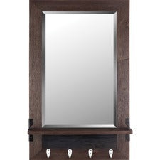 Lorell Pine Wood Shelf Mirror