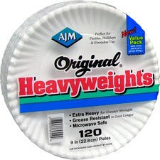 AJM Plates, Heavyweight Paper, 9", 960/CT, White