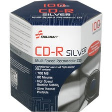 SKILCRAFT CD Recordable Media - CD-R - 52x - 700 MB - 100 Pack Box - TAA Compliant