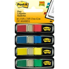Post-it&reg; 1/2"W Flags in Primary Colors - 4 Dispensers