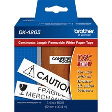 Brother DK4205 - Black on White Removable Continuous Length Paper Tape