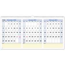 At-A-Glance QuickNotes 3-Month Horizontal Wall Calendar