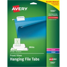 Avery&reg; Print/Write-On Hanging Tabs - 1/5-cut