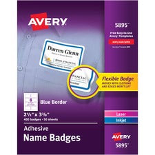 Avery&reg; Premium Personalized Name Tags with Blue Border - Print or Write