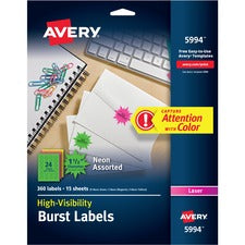 Avery&reg; Fluorescent Burst Labels