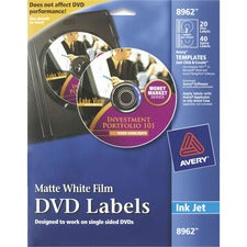 Avery® Film DVD Labels with 40 Spine Labels