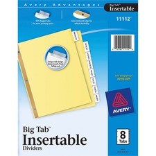 Avery&reg; Big Tab Insertable Dividers - Reinforced Gold Edge