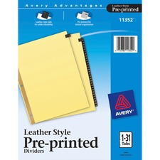 Avery&reg; Preprinted Tab Dividers - Gold Reinforced Edge