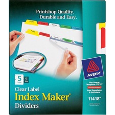 Avery&reg; Index Maker Print & Apply Clear Label Dividers with Traditional Color Tabs