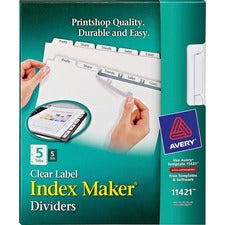 Avery&reg; Print & Apply Clear Label Dividers - Index Maker Easy Peel Printable Labels