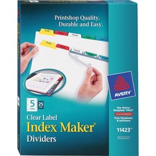 Avery&reg; Index Maker Print & Apply Clear Label Dividers with Traditional Color Tabs