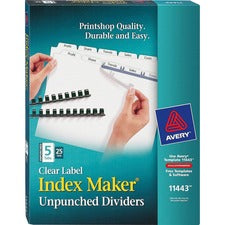 Avery&reg; Print & Apply Label Unpunched Dividers - Index Maker Easy Apply Label Strip