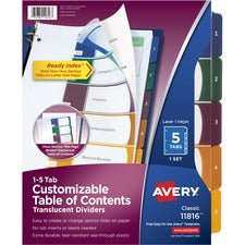 Avery&reg; Ready Index Translucent Dividers - Customizable Table of Contents