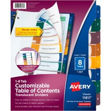 Avery&reg; Ready Index Translucent Table Of Content Dividers