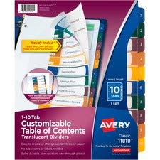 Avery® Ready Index Translucent Table of Content Dividers