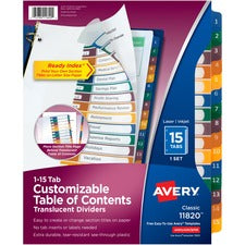 Avery® Ready Index Translucent Table Of Content Dividers