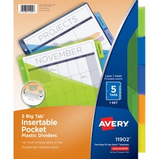 Avery® Big Tab Plastic Insertable Dividers with Pockets