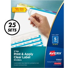 Avery&reg; Index Maker Print & Apply Clear Label Dividers with Contemporary Color Tabs