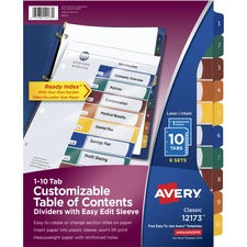 Avery&reg; Ready Index Dividers - Customizable Table of Contents - Easy Edit Sleeve