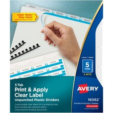 Avery&reg; Index Maker Print & Apply Clear Label Plastic Dividers - Unpunched