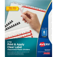 Avery® Index Maker Print & Apply Clear Label Plastic Dividers - Unpunched