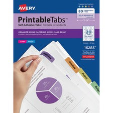 Avery&reg; Printable Repositionable Tabs, 1-3/4" , Assorted, 80 Tabs (16283)