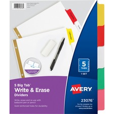 Avery® Big Tab Write & Erase Dividers - Reinforced Gold Edge