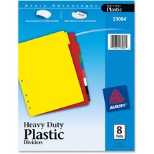 Avery® Heavy-Duty Plastic Dividers, Assorted Colors, 8-Tabs, 1 Set (23084)