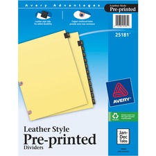 Avery&reg; Preprinted Tab Dividers - Copper-Reinforced Holes