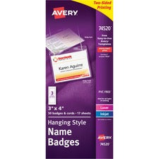 Avery&reg; Laser, Inkjet Print Laser/Inkjet Badge Insert
