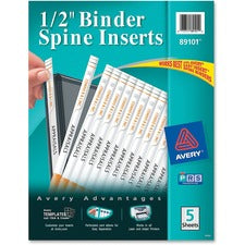 Avery&reg; 1/2" Binder Spine Inserts, 80 Inserts (89101)