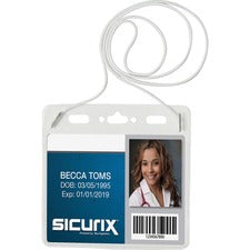 SICURIX Vinyl Badge Holder with Elastic Neckcord