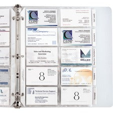 C-Line Business Card Holder Pages with Index Tabs for Ring Binders, Poly