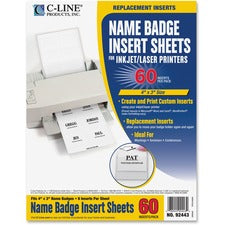 C-Line Replacement Name Badge Insert Sheets for Laser/Inkjet Printers
