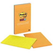 Post-it&reg; Super Sticky Lined Notes - Rio de Janeiro Color Collection