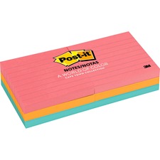 Post-it&reg; Notes Original Lined Notepads - Cape Town Color Collection