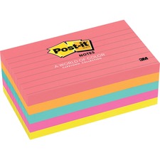 Post-it&reg; Notes Original Lined Notepads - Cape Town Color Collection